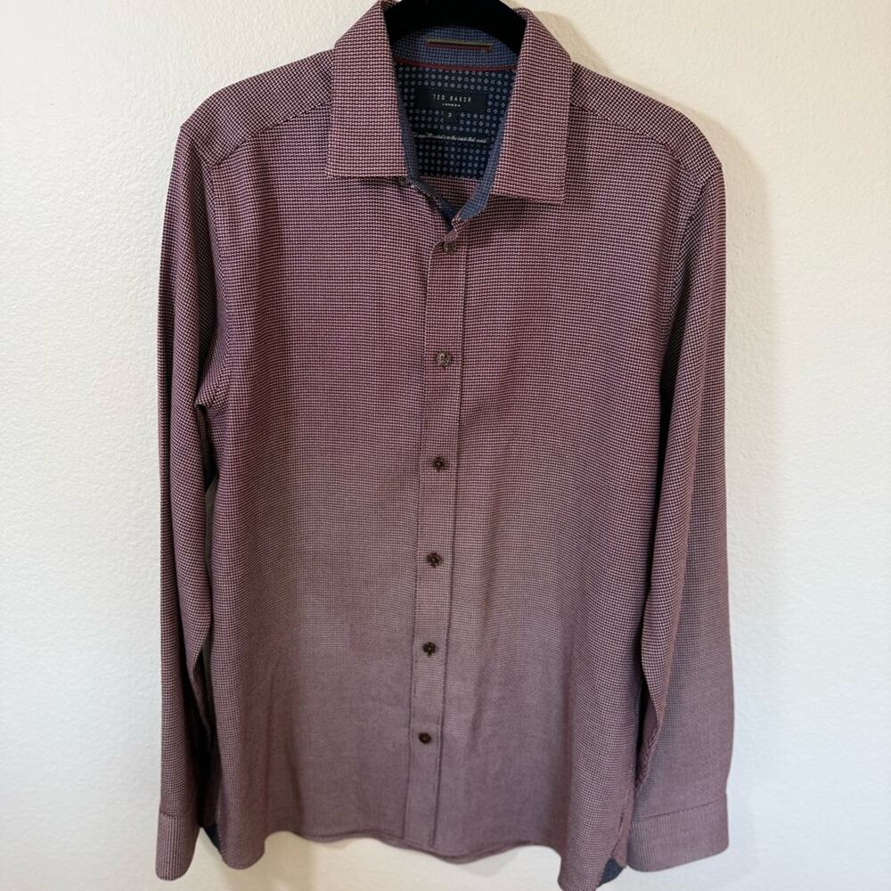 TED BAKER LONDON Men's Burgundy Button-Up Shirt